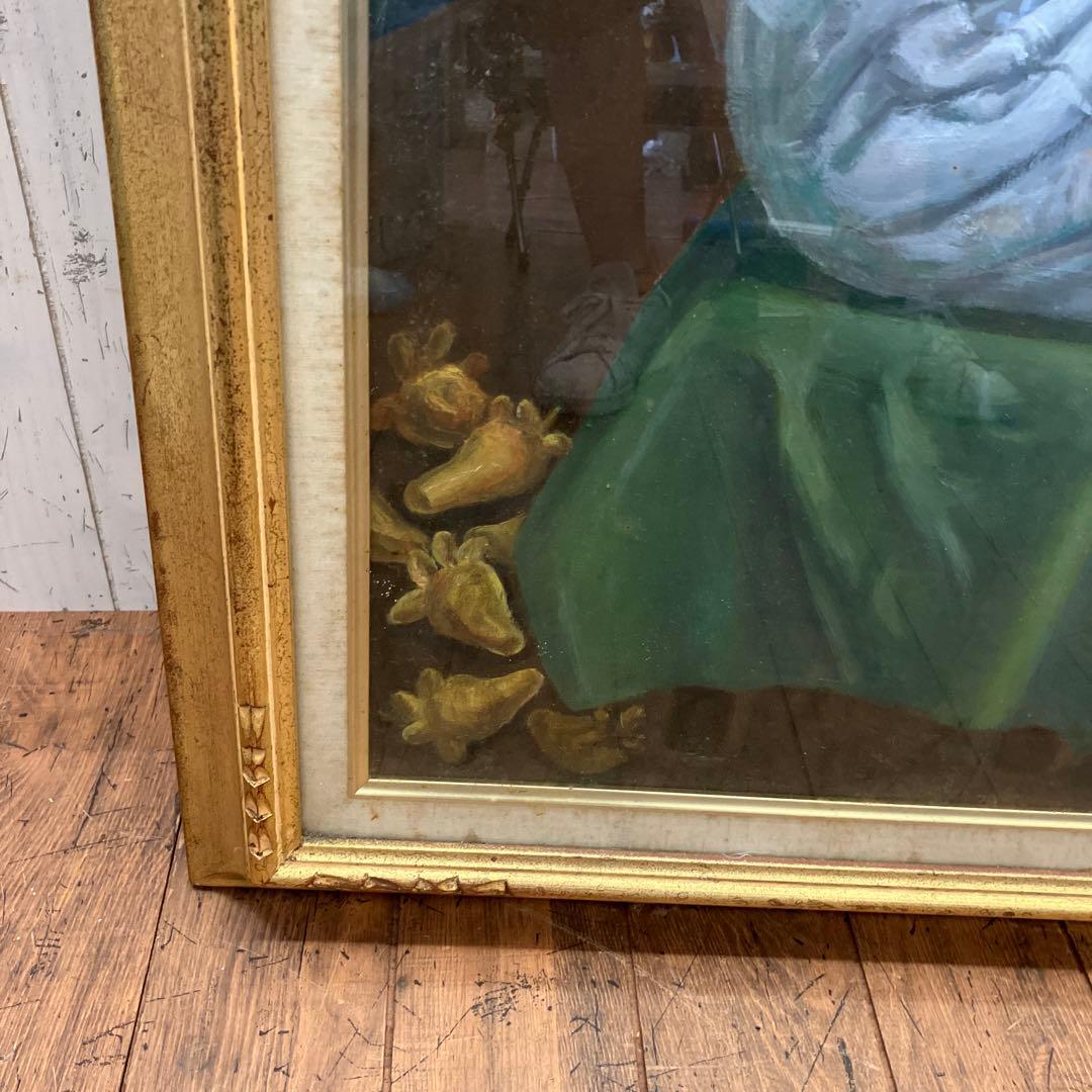 昭和レトロ 人物画 肖像画 油絵 油彩画 絵画 アート 壁掛け 壁飾り 額装