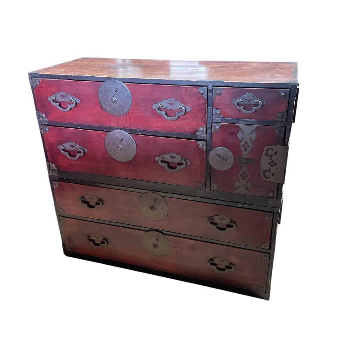 和箪笥 古家具 仙台箪笥 4段6杯 引き出し箪笥 和製アンティーク 昭和レトロ