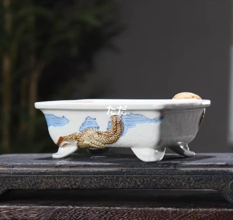 色絵龍盆 青磁鉢 山野草鉢 多肉植物 植木鉢 小品大品盆栽鉢 置物 色を選びます