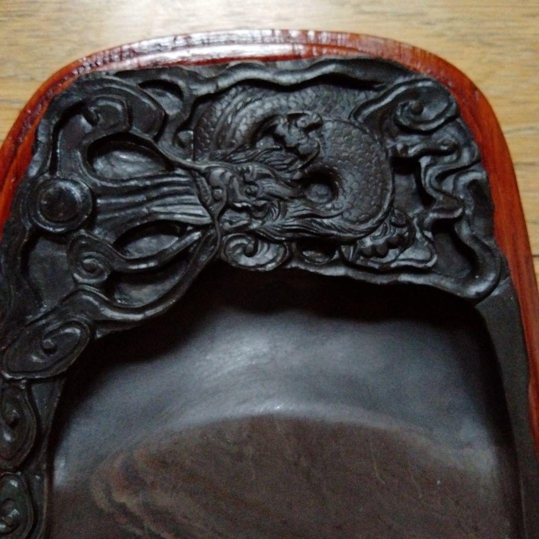 中国骨董【老坑仔巖極品龍雲古端渓硯石】旧家蔵コレクション貴重希少名品細工精密龍彫