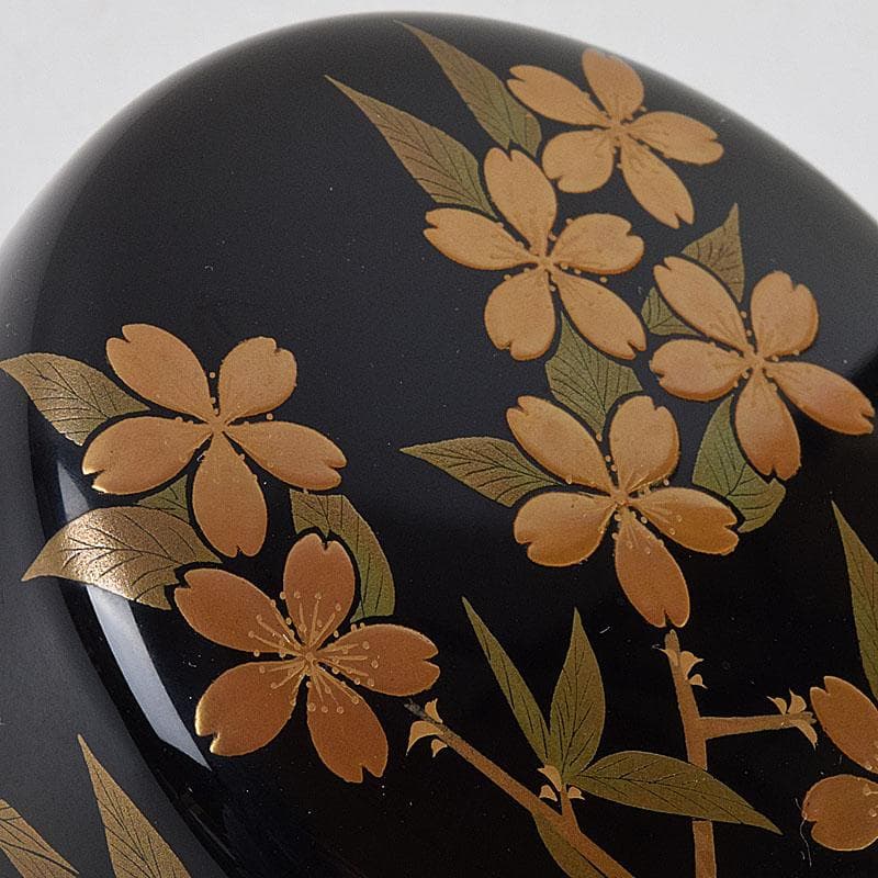 茶道具　輪島塗　佐藤幸一作　山桜之図　棗　共布共箱　M　R9294