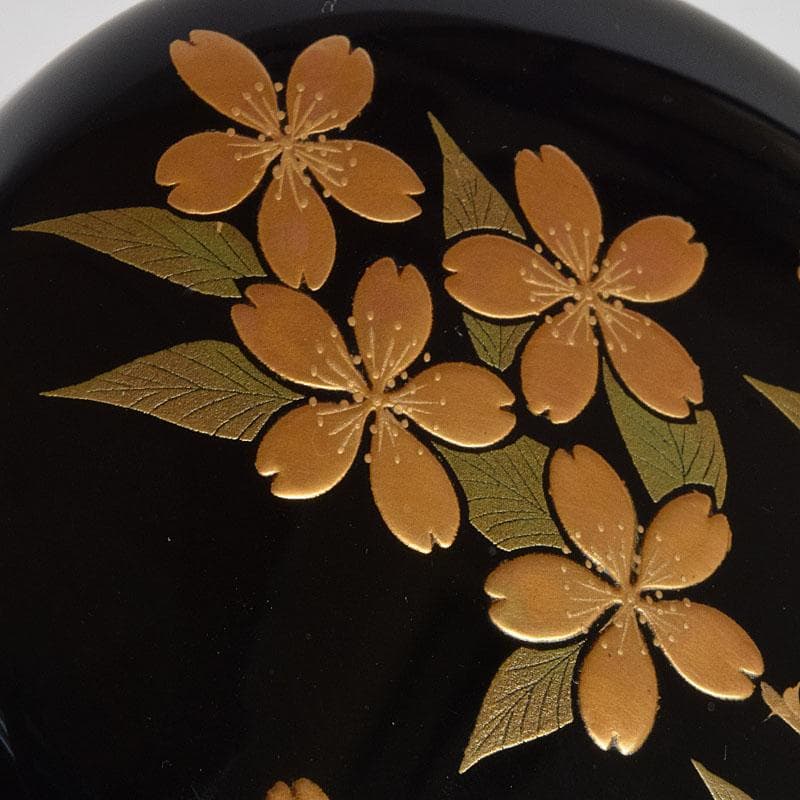 茶道具　輪島塗　佐藤幸一作　山桜之図　棗　共布共箱　M　R9294