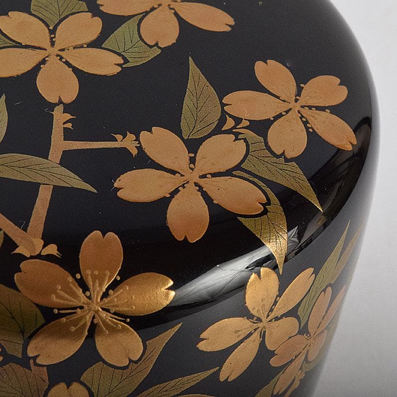 茶道具　輪島塗　佐藤幸一作　山桜之図　棗　共布共箱　M　R9294