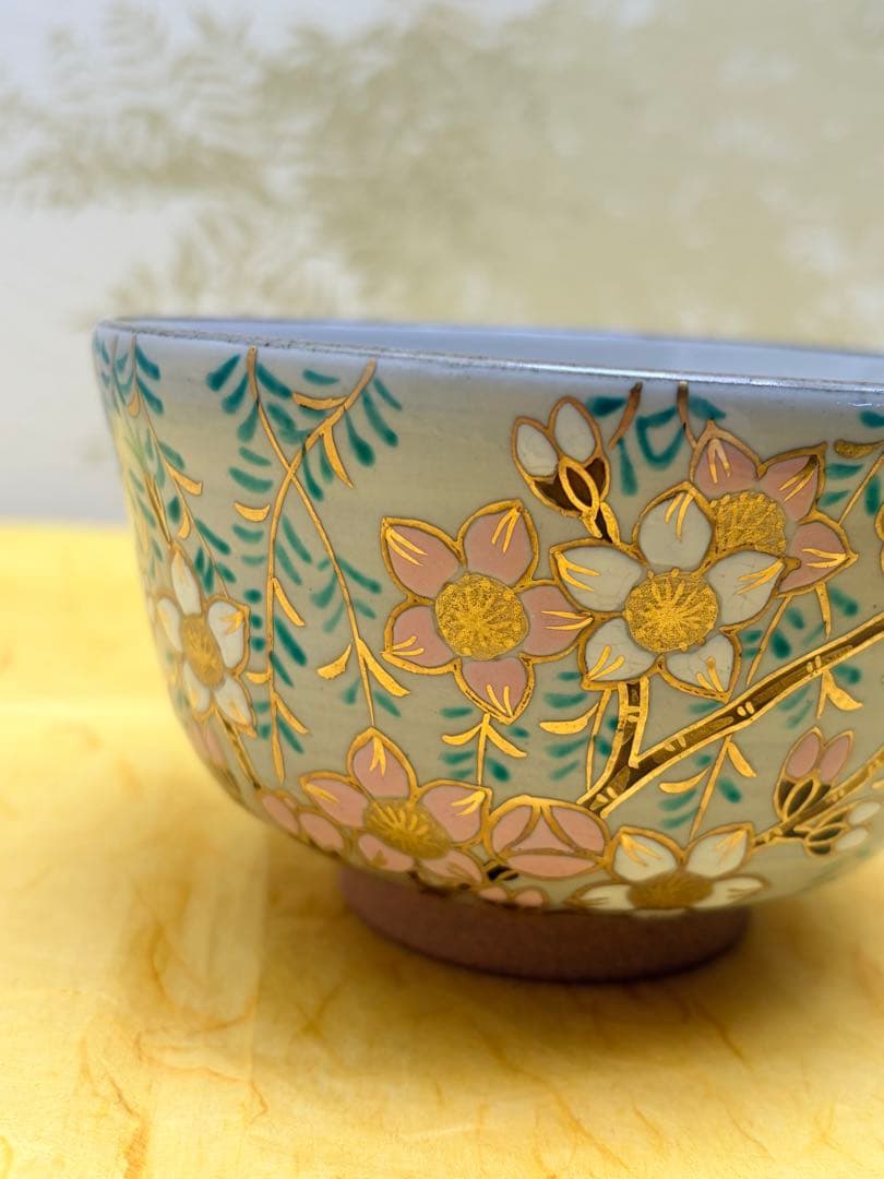 抹茶茶碗 桃の節句 雛祭り 橋本紫雲 乾山写 共箱付 陶歴栞付 茶道具 裏千家