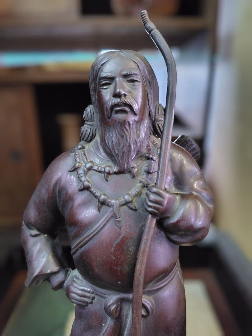 古銅 神武天皇 高岡 御尊像 ブロンズ 銅製 置物 仏像 唐金 アンティーク