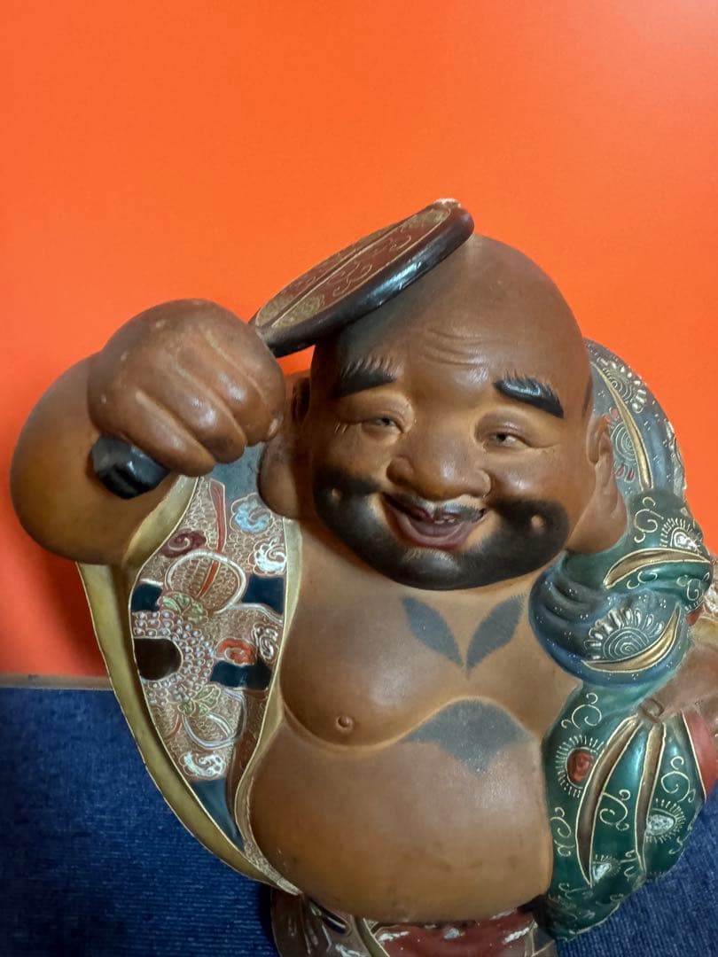 2039  九谷焼　布袋　縁起物 七福神 置物 神仏物 アンティーク 時代物