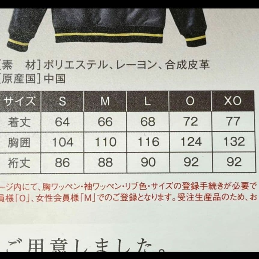 阪神タイガース公式FCプラス会員特典セミオーダースタジアムジャンパー黒Mサイズ