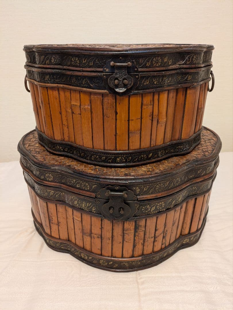 バンブー ボックス アンティーク 小物入れ 木箱　2個セット