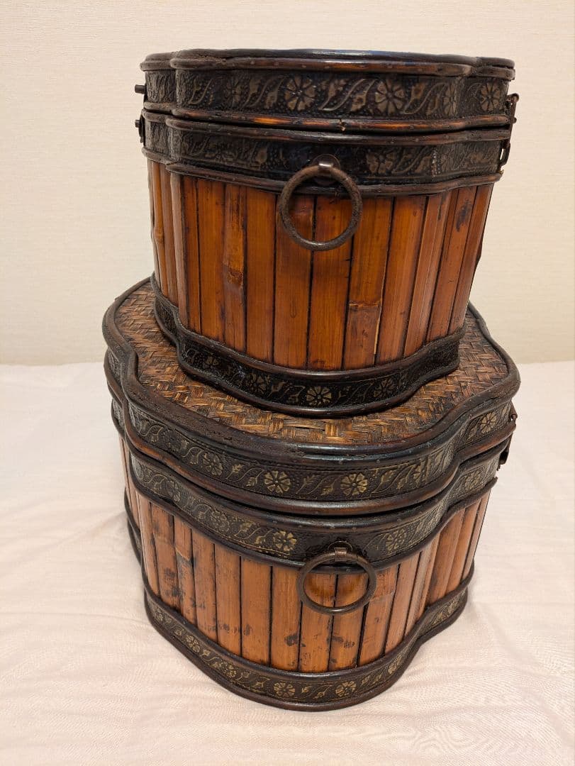 バンブー ボックス アンティーク 小物入れ 木箱　2個セット