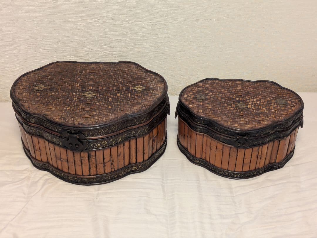 バンブー ボックス アンティーク 小物入れ 木箱　2個セット