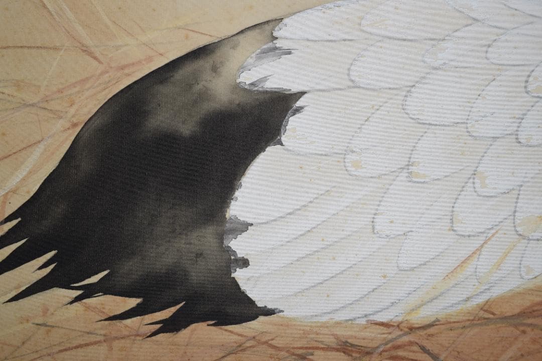 【真作】東原方僊/鶴図/巣籠図/横物/掛軸☆宝船☆Y-515　JM