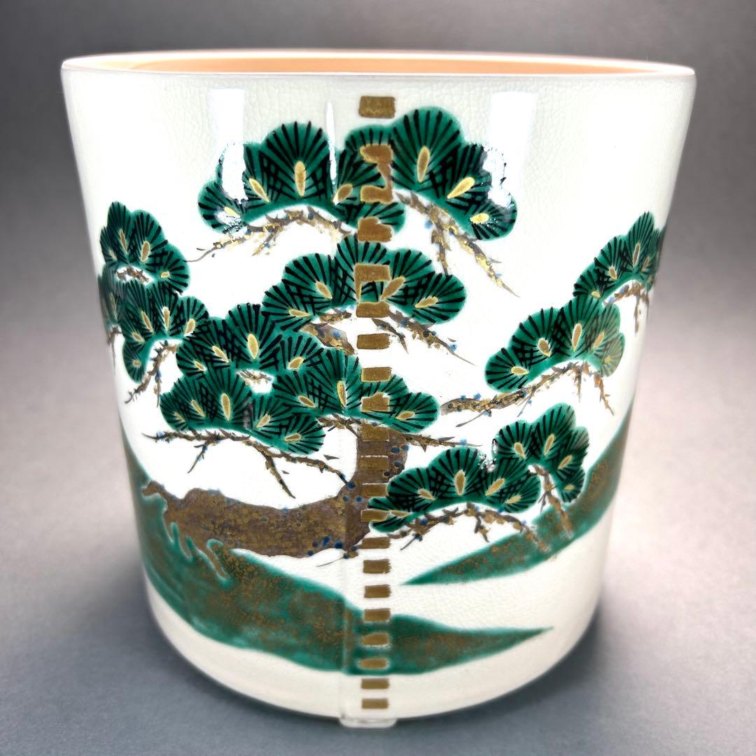 水指　『手塚大示　仁清写　松鶴絵曲形』　即中斎好写　桃山窯　茶道具　共箱　工芸品