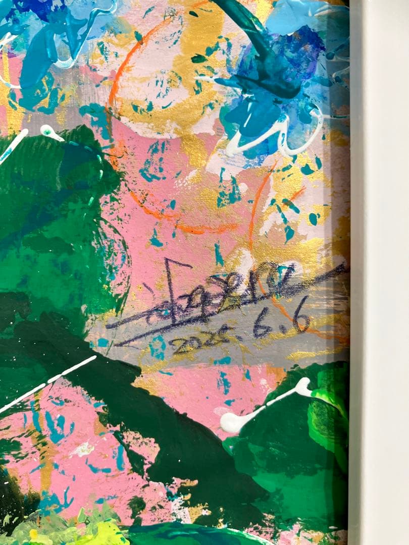 値下げ　原画　花　額付き　静物画　絵画　アクリル画　現代アート　一点物