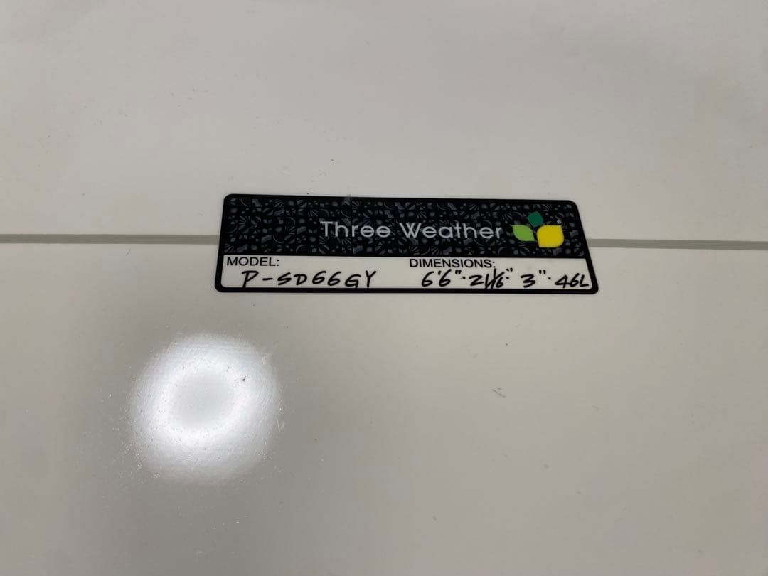 サーフボード 6'6ft スリーウェザー　フィン+リーシュ+ニットケース付き