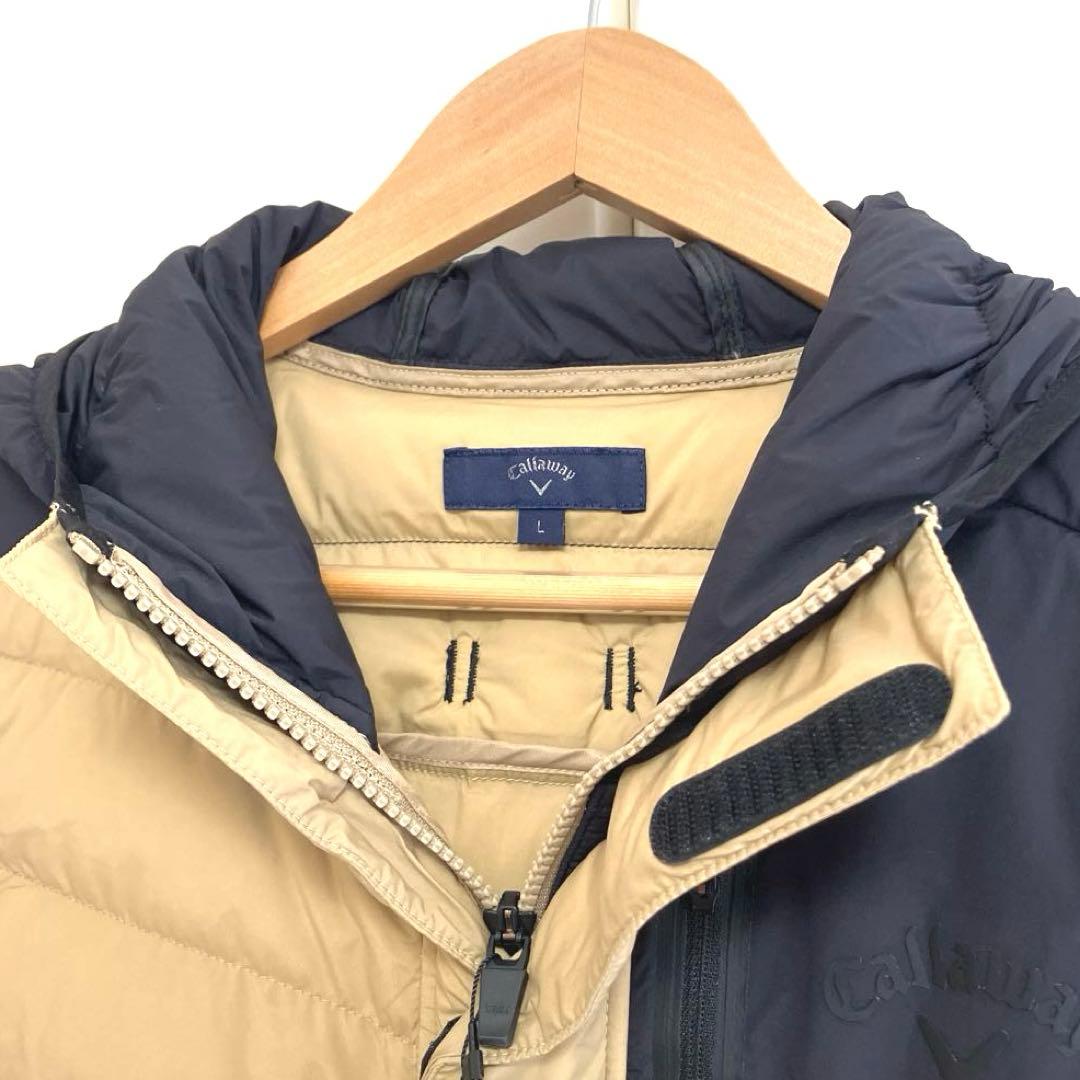 L 新品　キャロウェイ　メンズ　ストレッチ2way ダウンジャケット　黒ベージュ