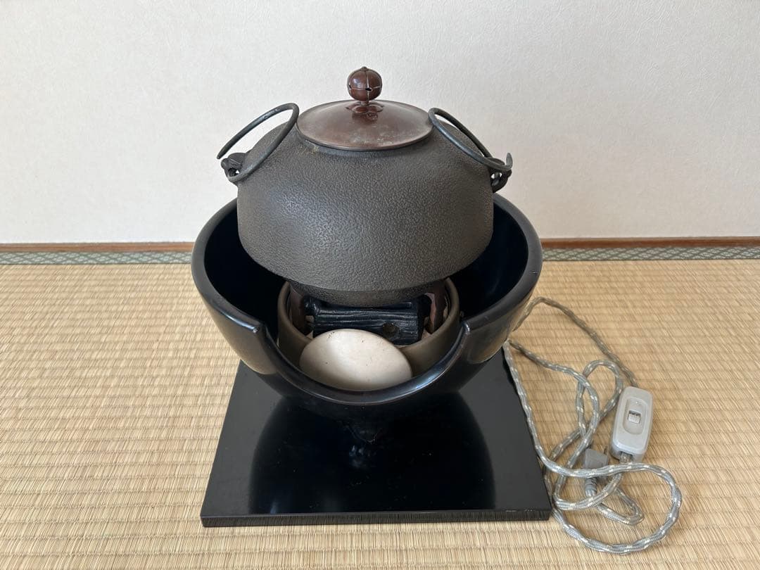 茶道　電気釜 黒色 鉄