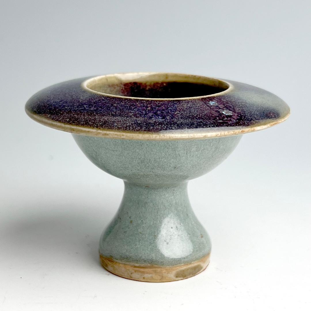 鈞窯天藍釉紫斑高足盃台 唐物 中国古玩 中国美術 A926