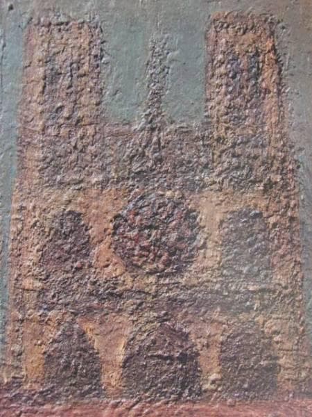 鳥海青児、夜のノートルダム、希少画集画、新品額装付、状態良好