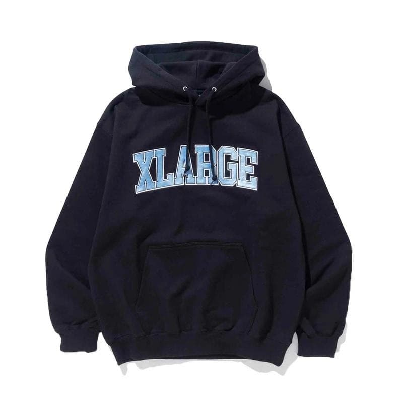 X-LARGE COLLEGE LOGO HOODED Lサイズ BLACK