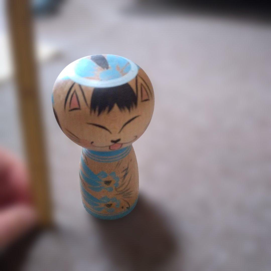 梅木道美 手描き猫こけし