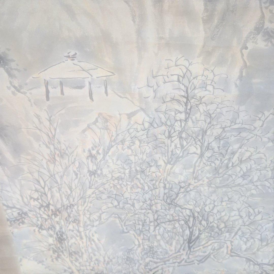 平井顕斎　書画　掛軸　『寒江釣雪』　一幅　木箱入り　骨董品