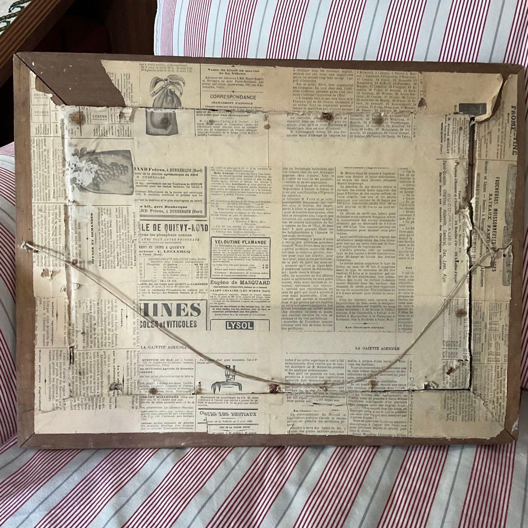 刺繍 フランス アンティーク サンプラー フレーム 1903年 ガラス入り 額装