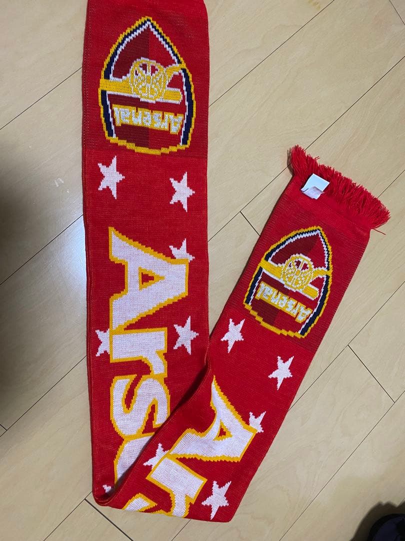 アーセナル マフラー 赤 ロゴ入り フリンジ付き