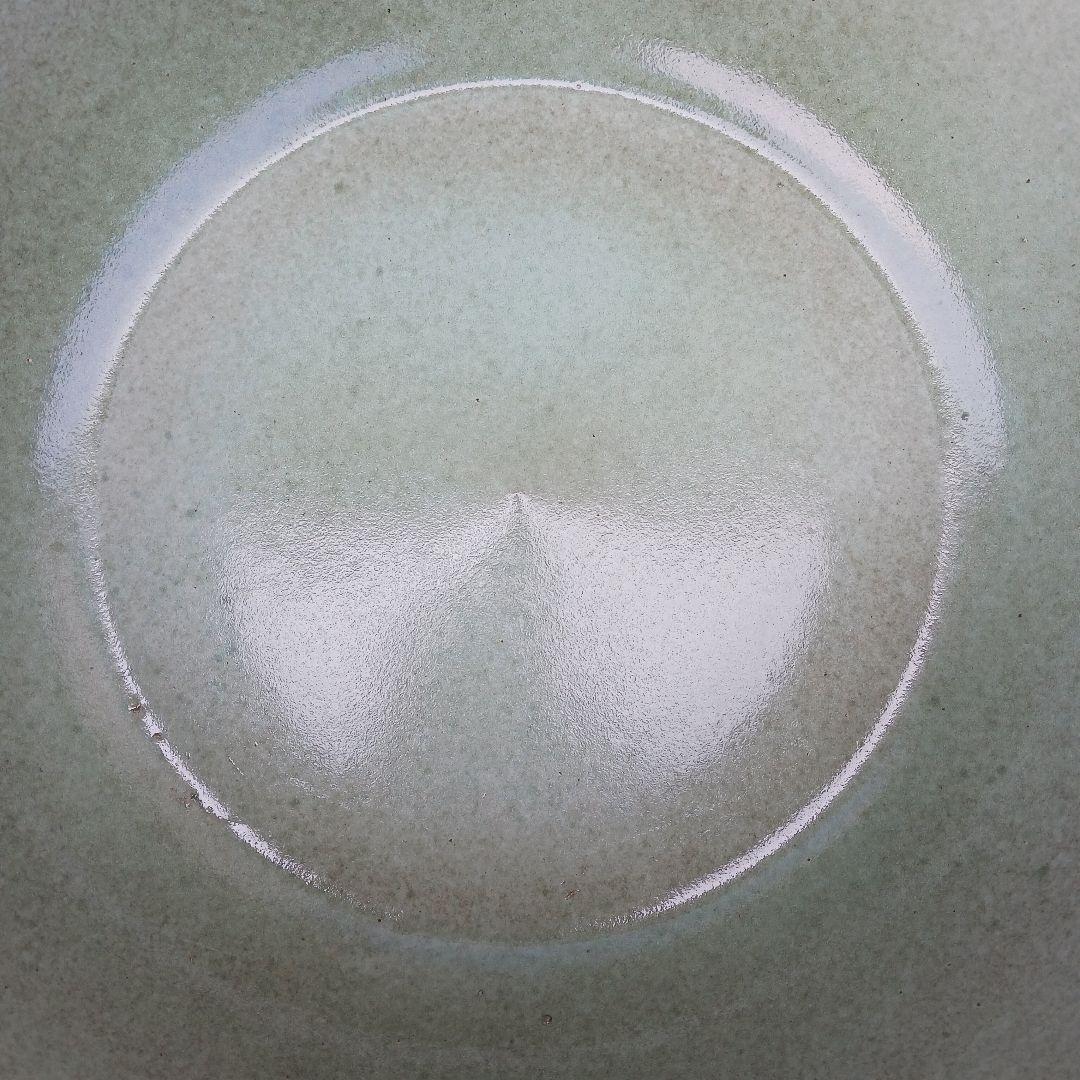 新品　特大　∅50　陶器　睡蓮鉢　メダカ鉢　ヒスイグリーン　手造　青＆緑　LLB