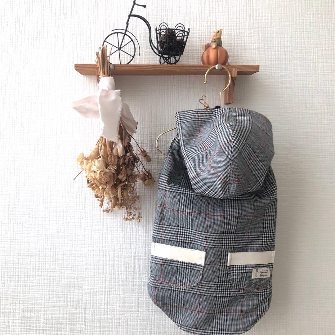 ハンドメイド　リバーシブルフード付きベスト　オーダー小型犬