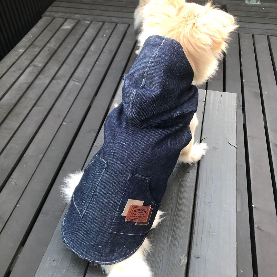 ハンドメイド　リバーシブルフード付きベスト　オーダー小型犬