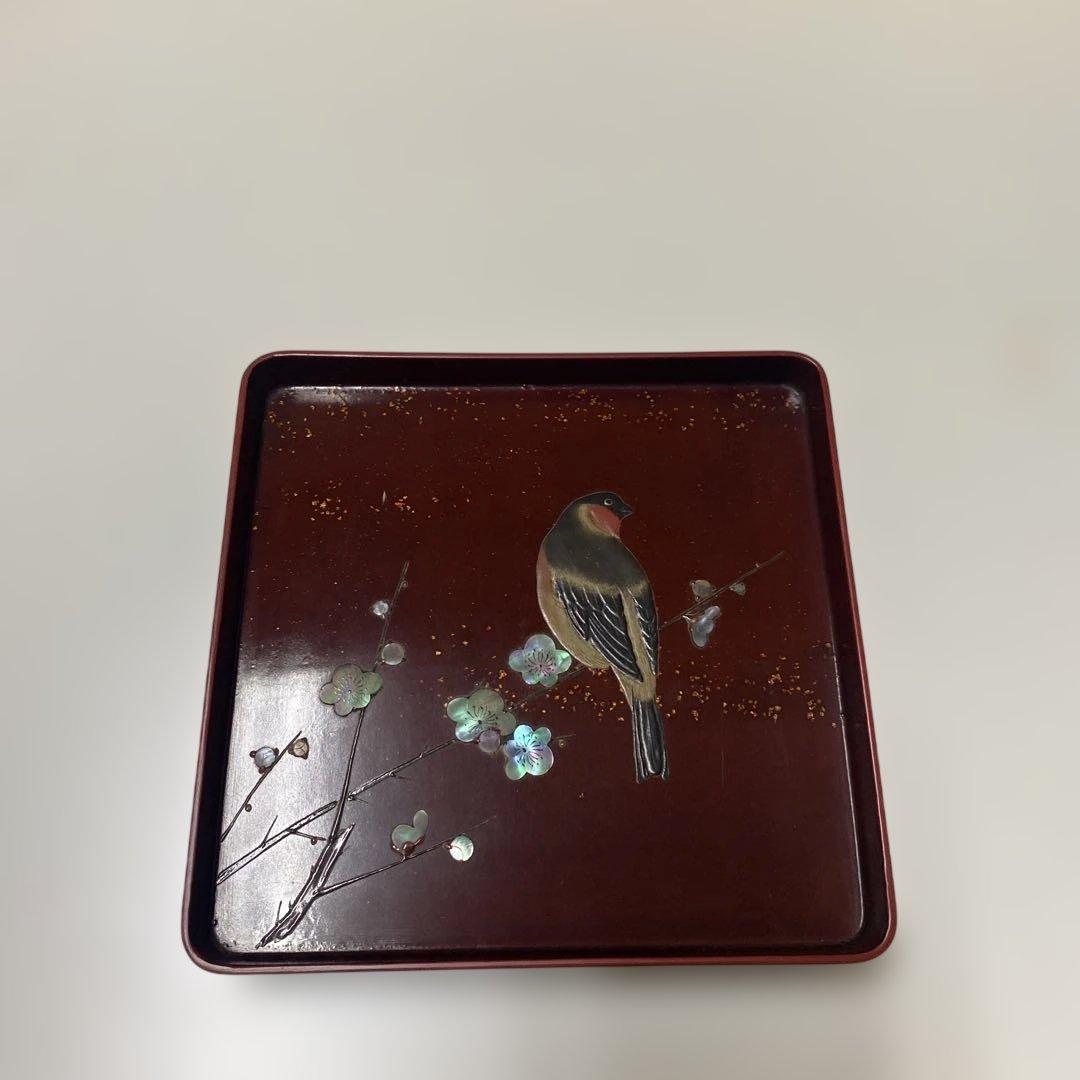 勇助塗　梅貝入に鳥高蒔絵？模様5枚