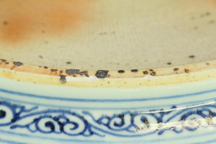 中国美術 青花 枝果紋 皿 φ42.3cm(BB509)