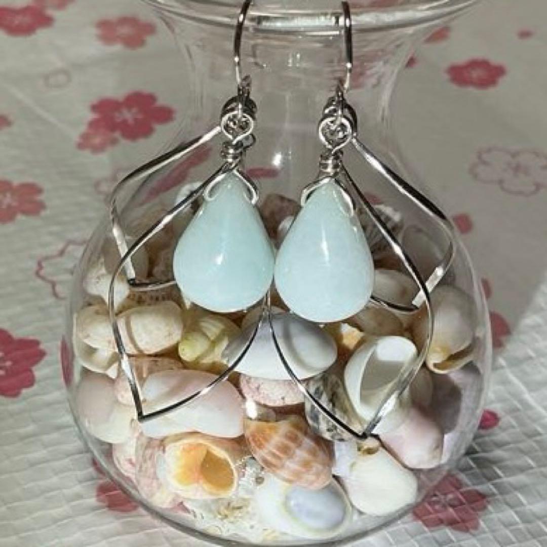 ティアドロップピアス　小滝産翡翠　K14 ゴールドフィルド使用