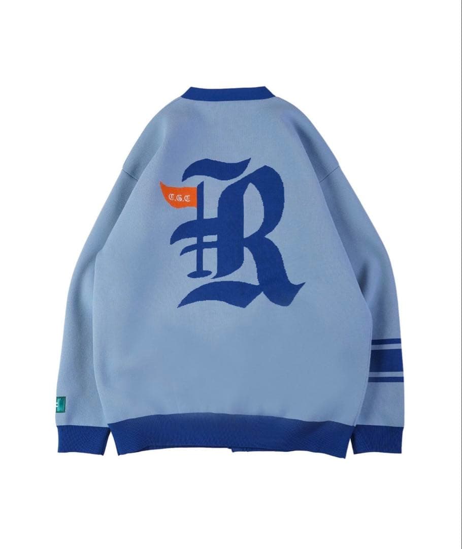 水色 ボタン付きカーディガン reroomゴルフウェア