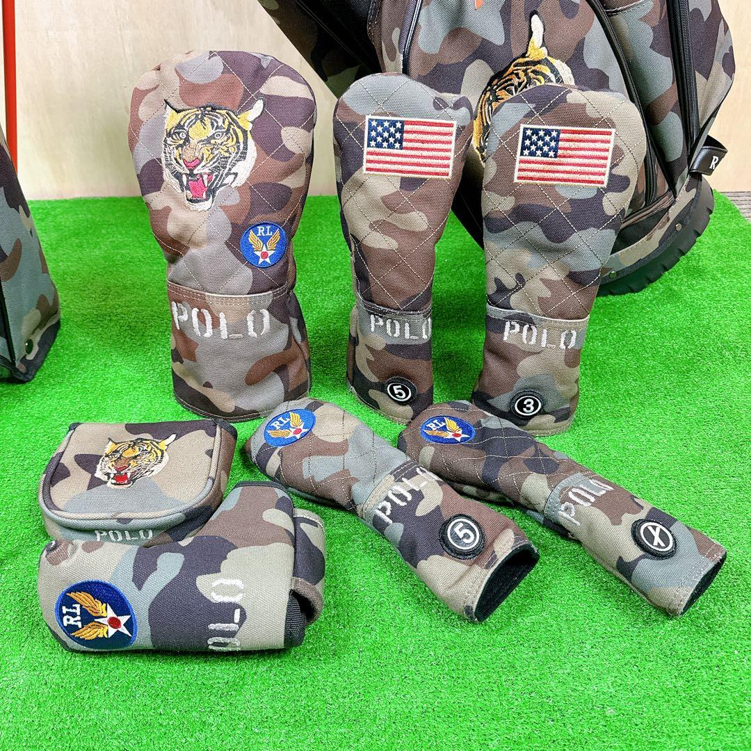 ラルフローレン RLX 迷彩柄 キャディバッグ スタンド式 ヘッドカバー付き