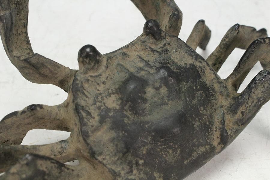 華道 古銅 蟹 飾 置物 三体(K-A987)