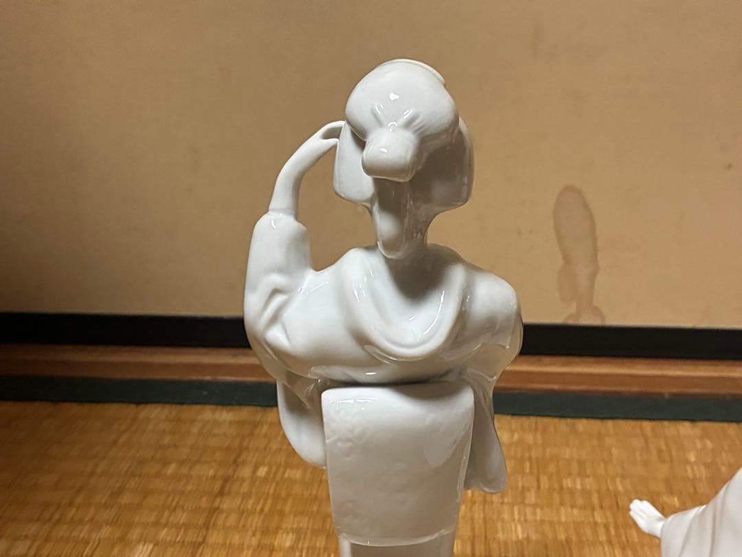 白磁 琴引き 和装 着物 乙女 女人像 揃い 三体揃い 時代物 古伊万里 出石焼