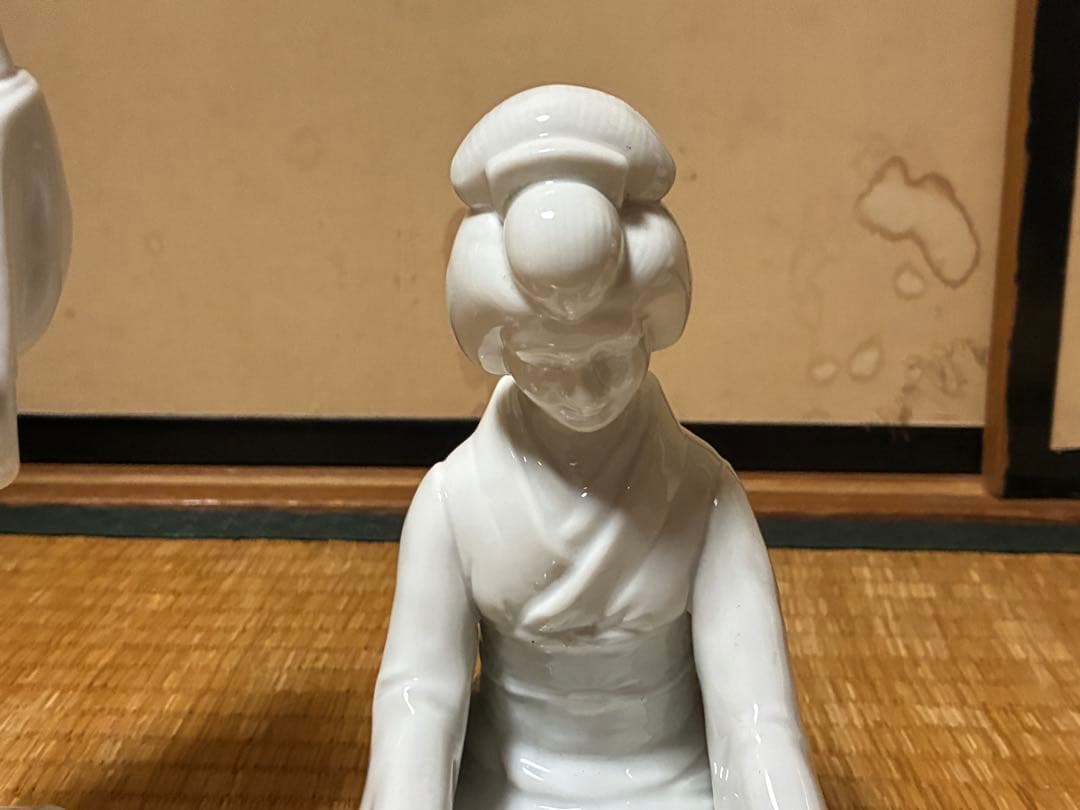 白磁 琴引き 和装 着物 乙女 女人像 揃い 三体揃い 時代物 古伊万里 出石焼