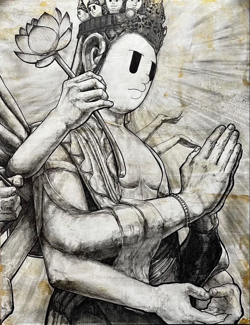 [作品] 「不背図」F6 原画　仏画　現代アート