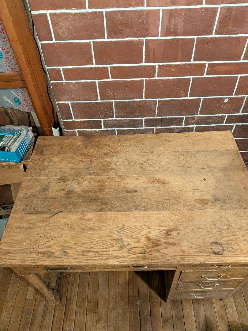 ヴィンテージ　アンティーク片袖机　ワークデスク
