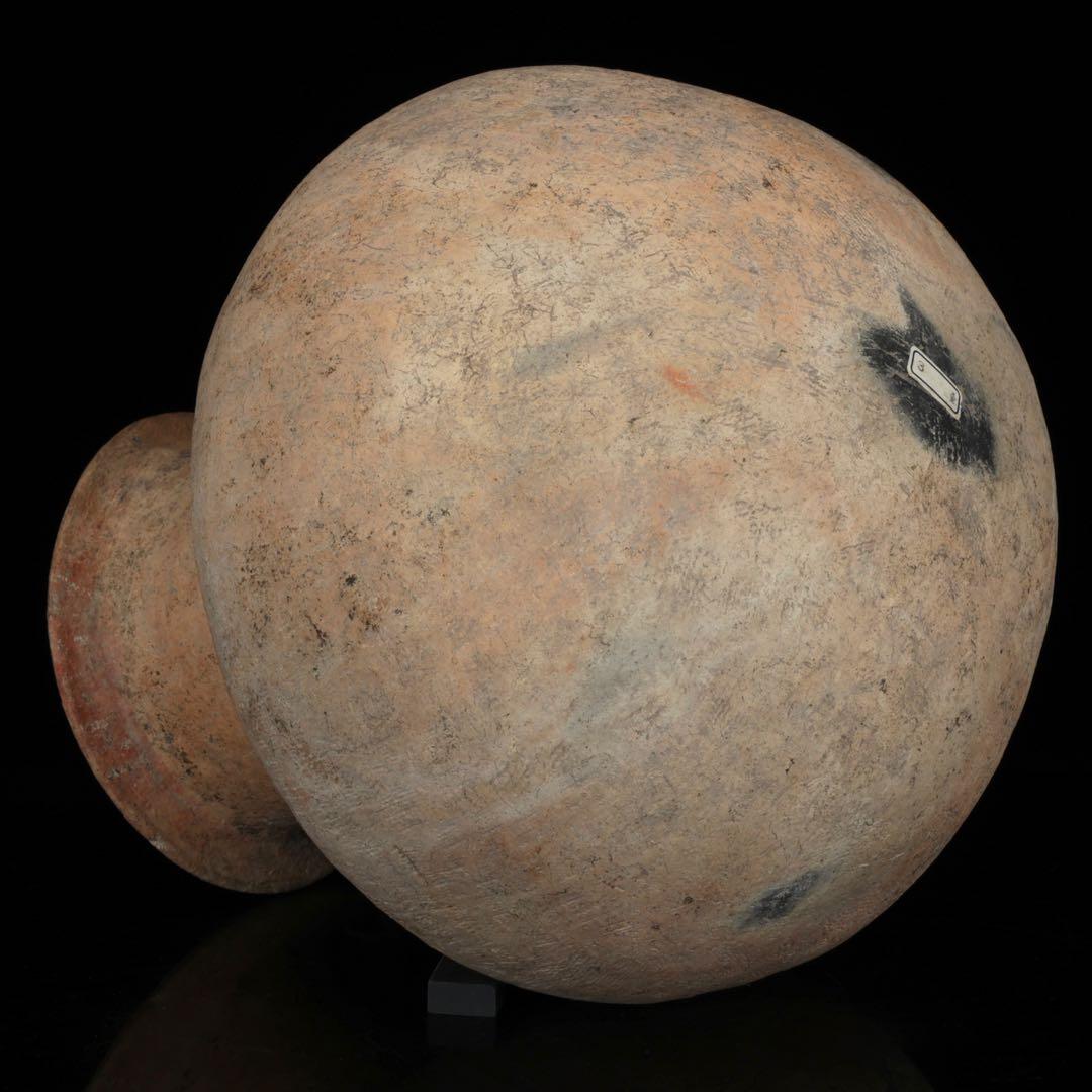 【希少・時代物】古代バンチェン発掘 彩文土器 タ イ古陶 高さ34cm 木箱付