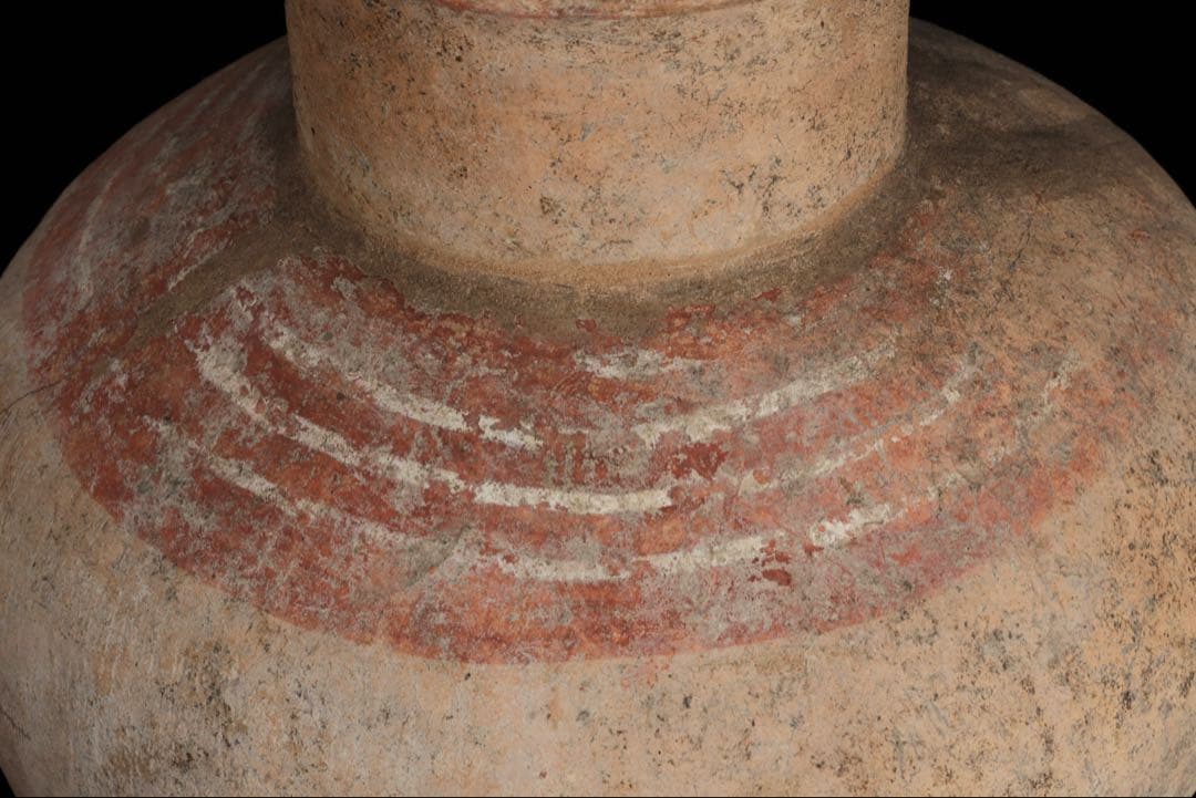 【希少・時代物】古代バンチェン発掘 彩文土器 タ イ古陶 高さ34cm 木箱付