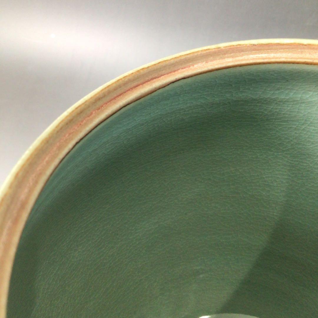 Ｒ９７６　水指　『如泉窯　李連休造』『雲鶴文』『高麗青磁水指』　共箱　茶道具