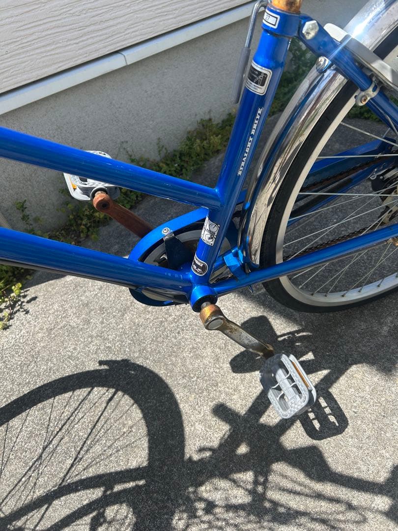 自転車　シティーサイクル6段変速　福岡　ブルー