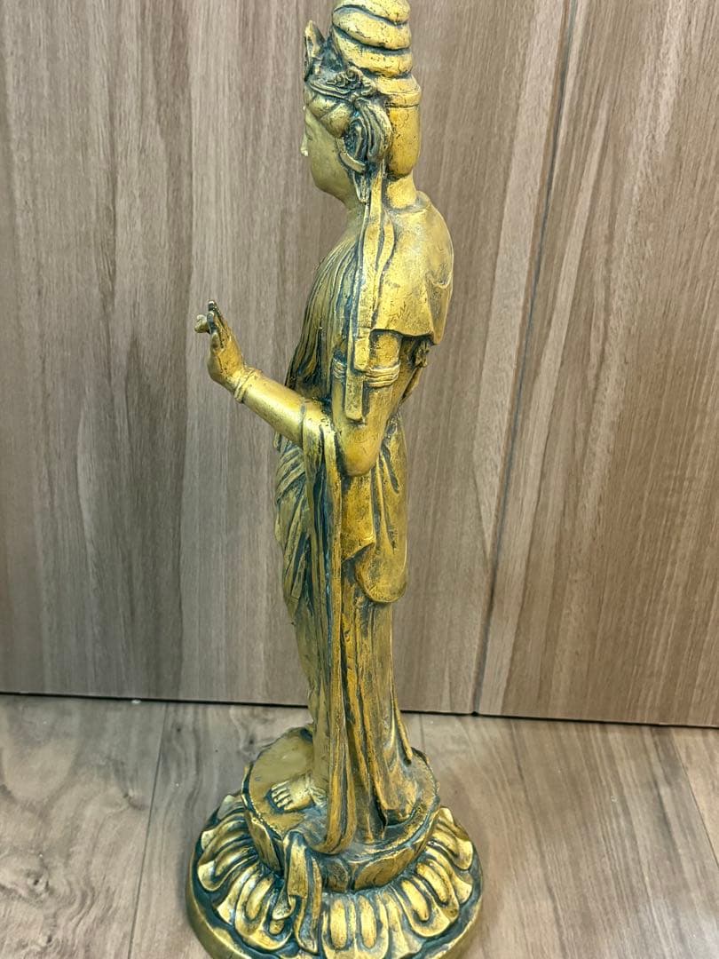 聖観音菩薩像 北村西望作 仏像 真鍮製 重約2900克