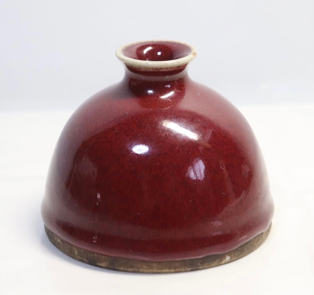 中国　祭紅釉水盂　木箱入　送料込み1211