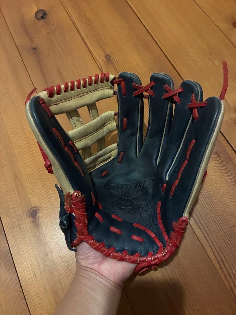 【美品】ローリングス 軟式グローブ 内野手用 ネイビー×キャメル 希少カラー