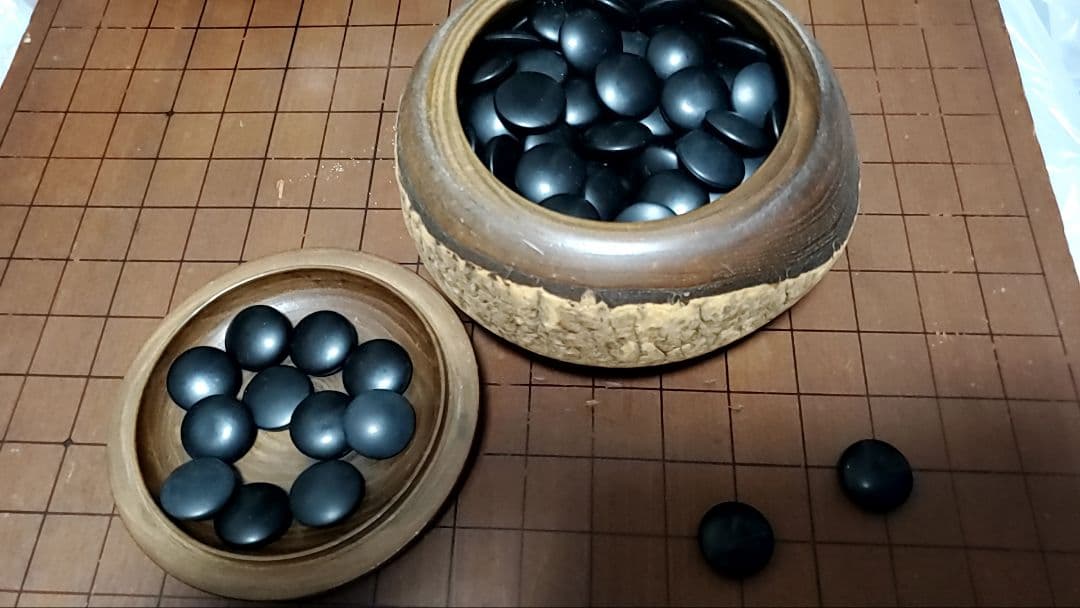 碁盤 足付き19路 碁石付き