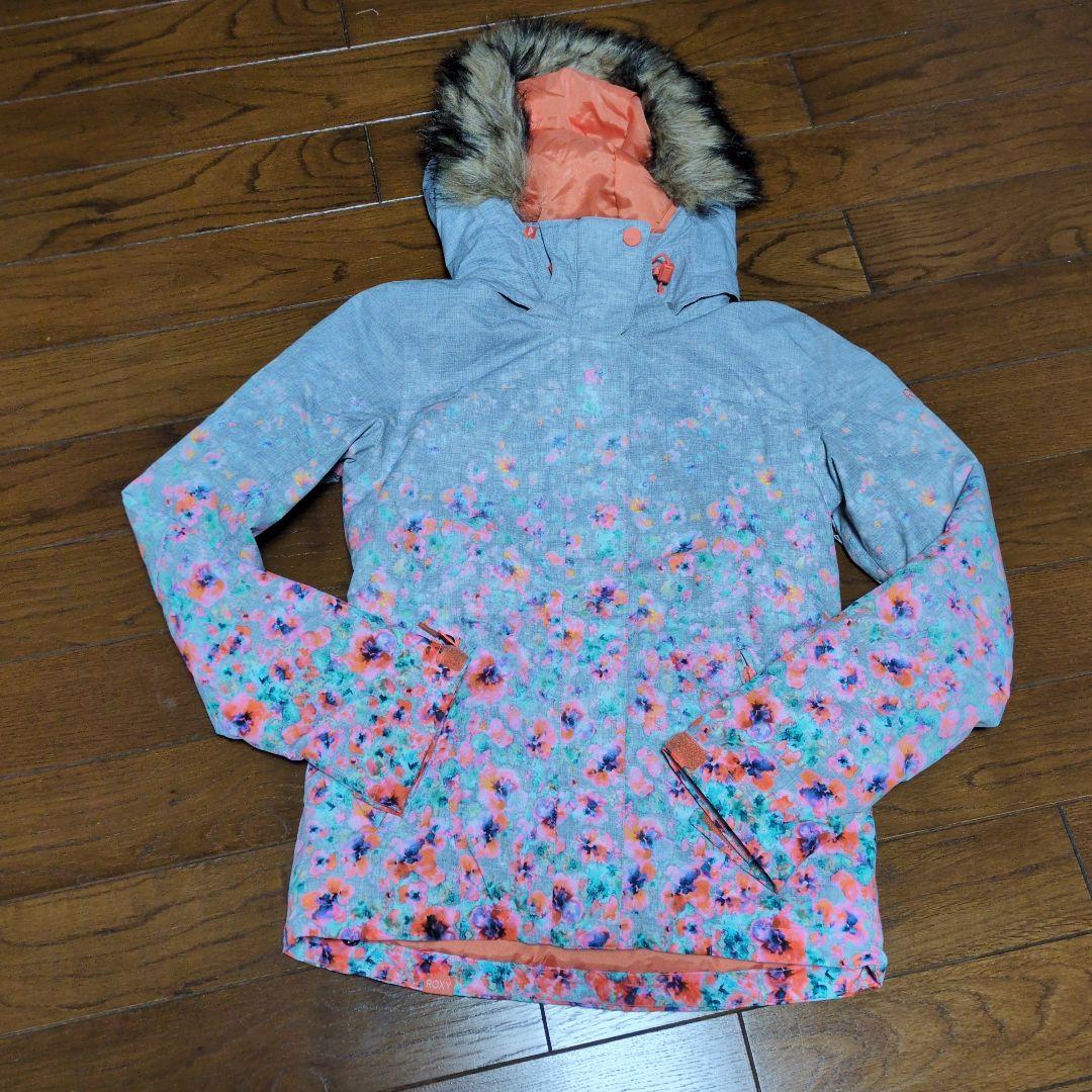 【美品】ROXY　スノボウェア　上下セット　総柄　小花柄　キャメルブラウン　Ｓ