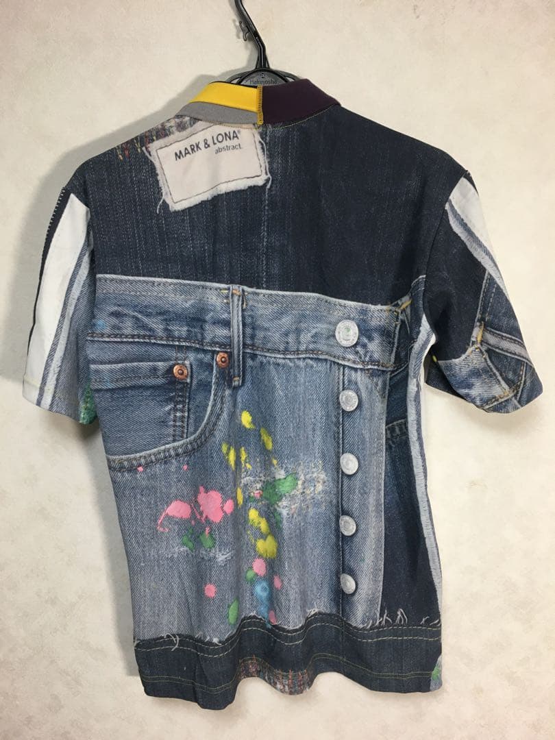 極美品 MARK&LONA マークアンドロナ ポロシャツ 総柄 スカル デニム柄